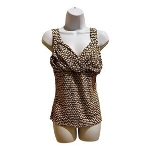 INC beige and brown w/ gold glitter Sleeveless Top